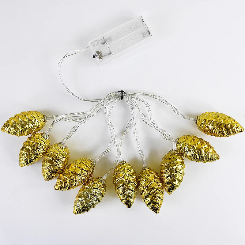 【 LEDライト】ツリー用 松ぼっくり型ライト(ゴールド&シルバー)