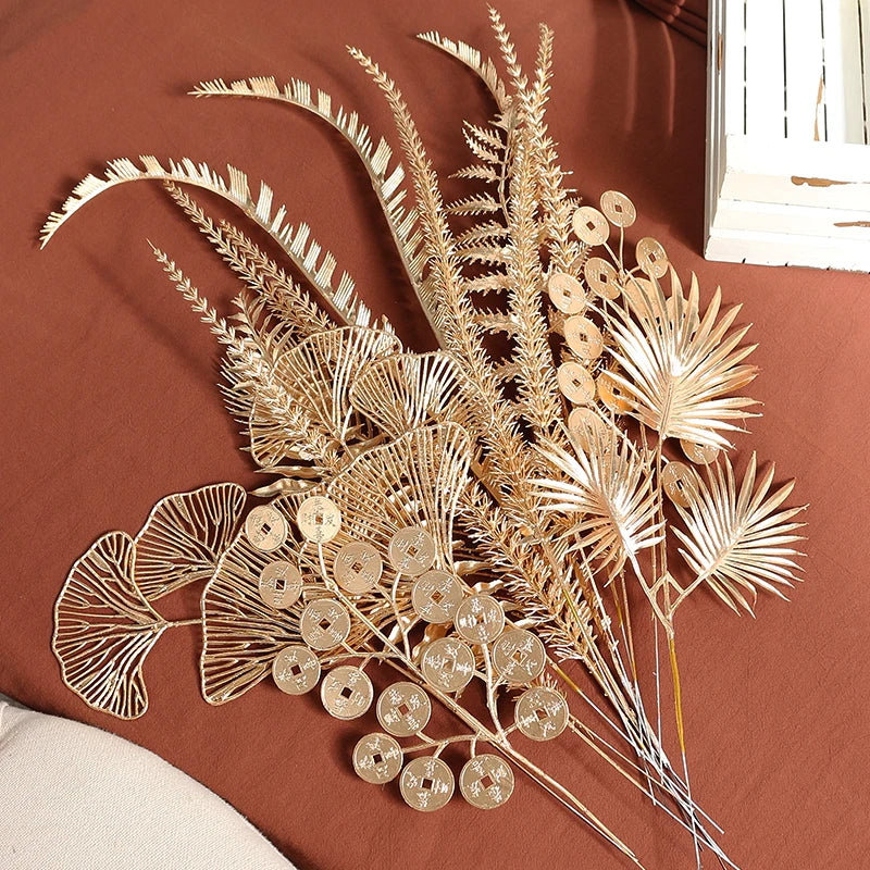 【造花インテリア用装飾】輝くゴールド インテリアフラワー