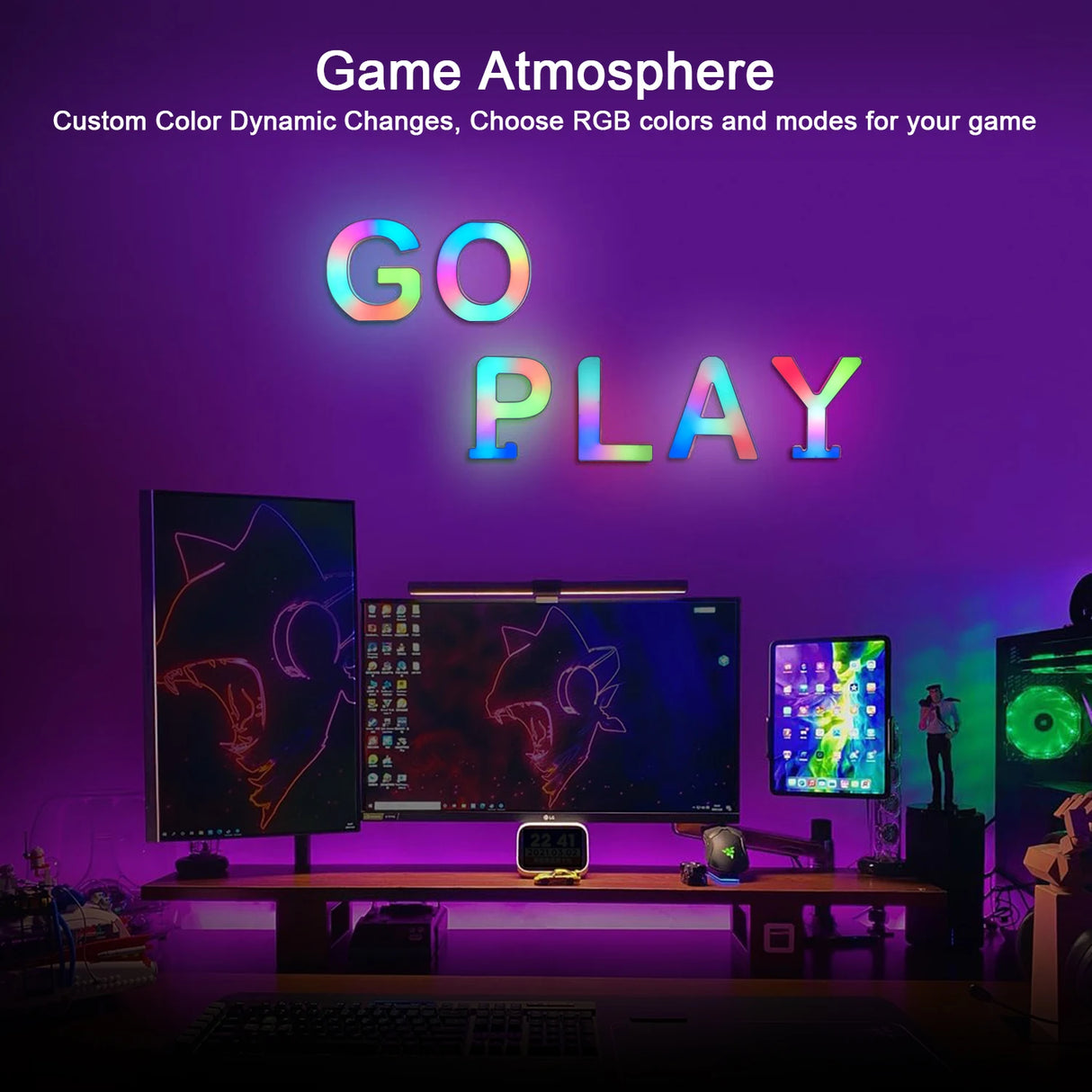 【LED装飾】LEDライト・デコレーションライト(数字/アルファベット)調光可能 レインボーカラー