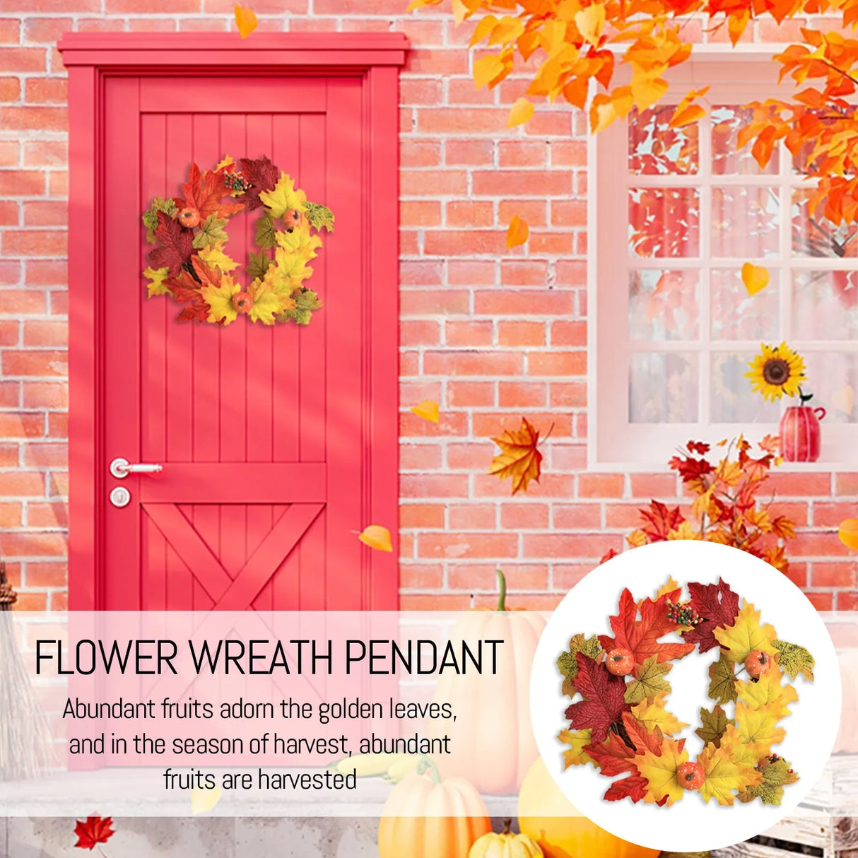 イベント・ハロウィングッズ|秋のメープルリーフとパンプキンリース