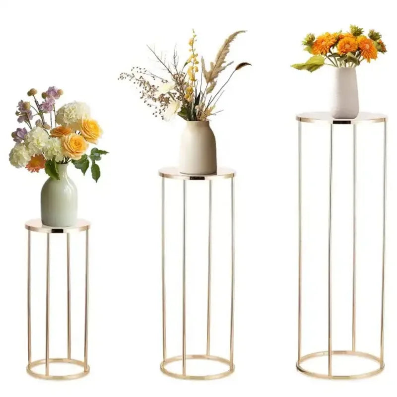 結婚式・インテリア装飾|ゴールドメタルフラワースタンド3個セット