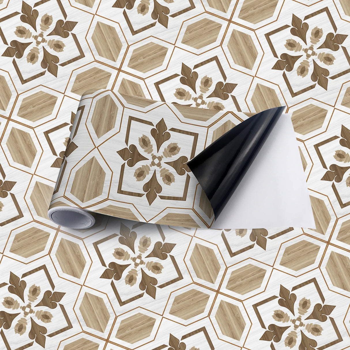 DIYフロアシート モダン柄タイル風パターンシート ステッカー 幅20cm x 300cm