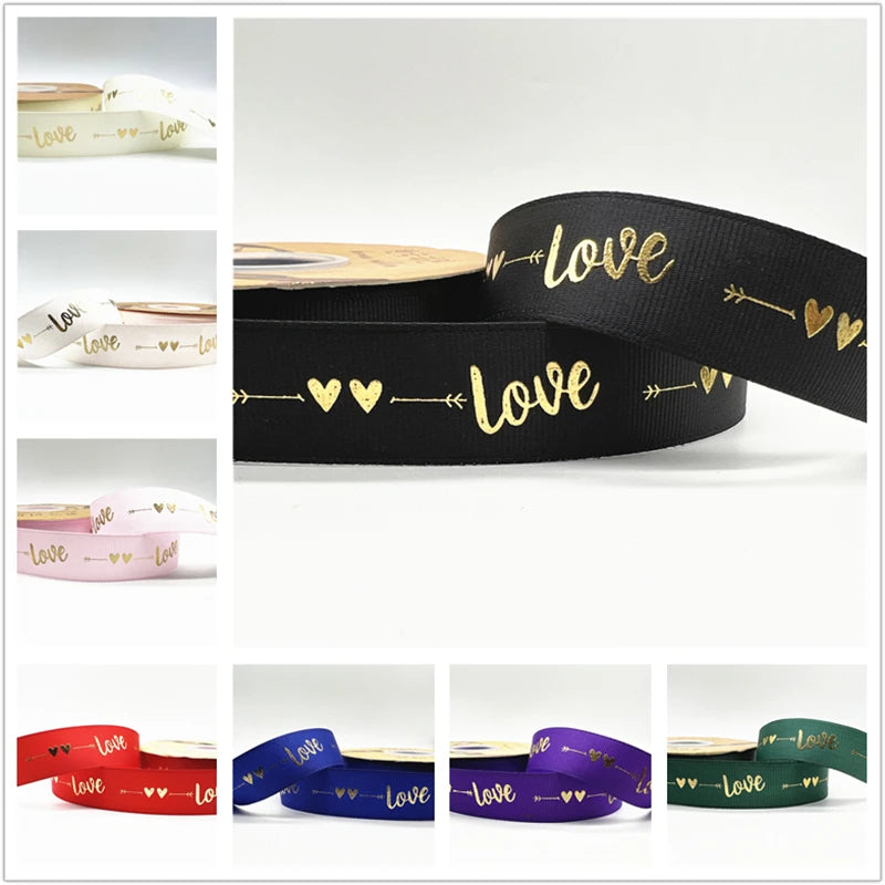 グログラン LOVEリボン 25mm 幅 5ヤード