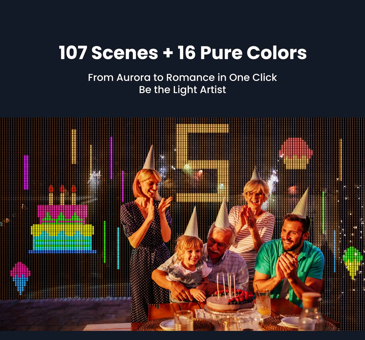 カーテンライト|イベント・クリスマス装飾| Bluetoothスマートカーテンライト(幅2m)