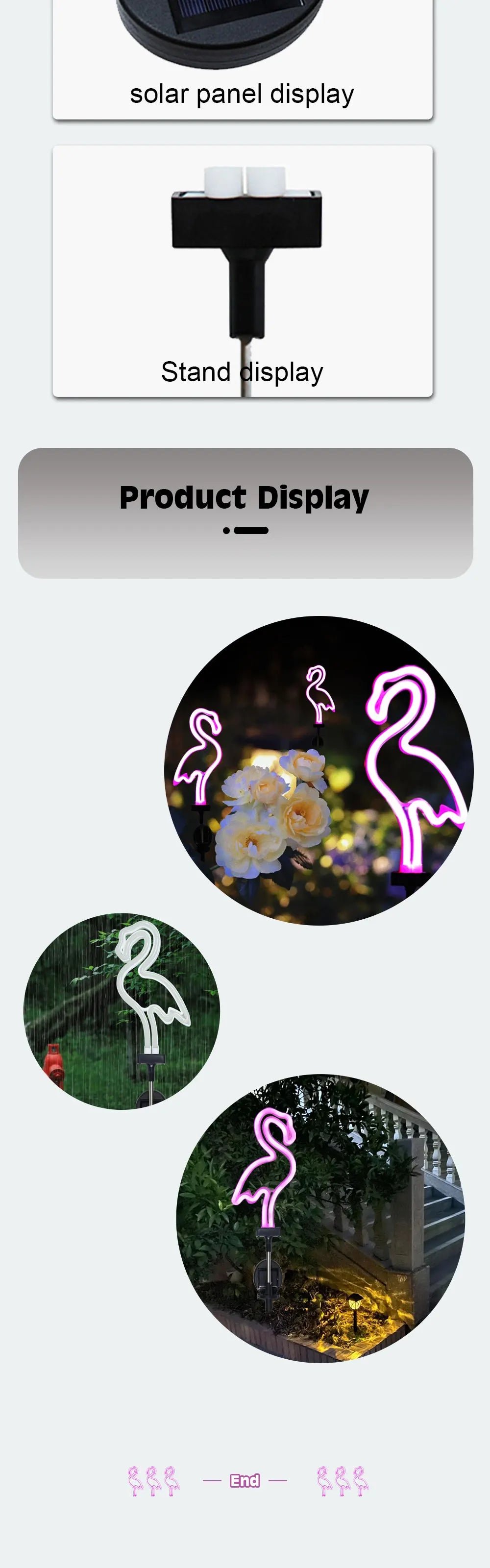 ソーラーライト|イベント・ガーデン装飾|ソーラー式ネオンフラミンゴライト
