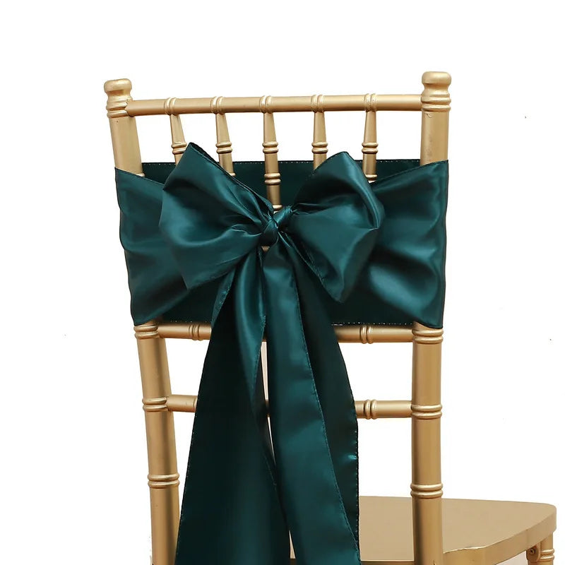 インテリア・パーティ装飾 | サテンリボン椅子カバーセット | 10個 背もたれカバー