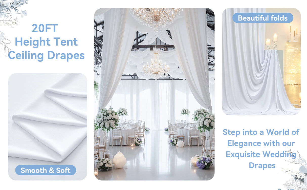 シワ防止背景幕ドレープ 5×20フィート