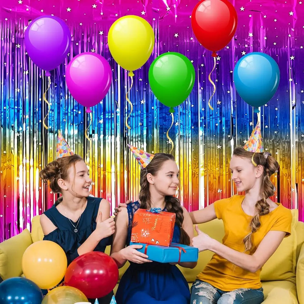 イベント・クリスマス装飾|レインボーグラデーションティンセルカーテン