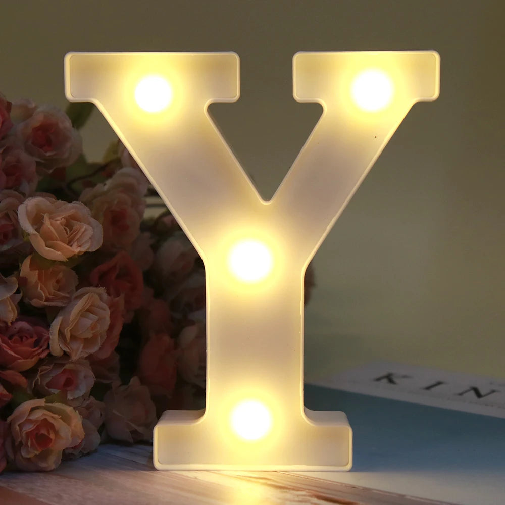 【LED装飾】LEDライト・デコレーションライト(ハート/数字/アルファベット)ホワイト 16cm