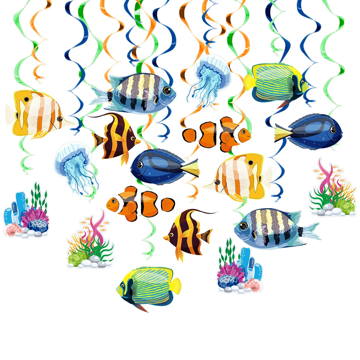 海の生き物 ハニカム飾り 吊り下げ装飾 パーティー装飾 海テーマ