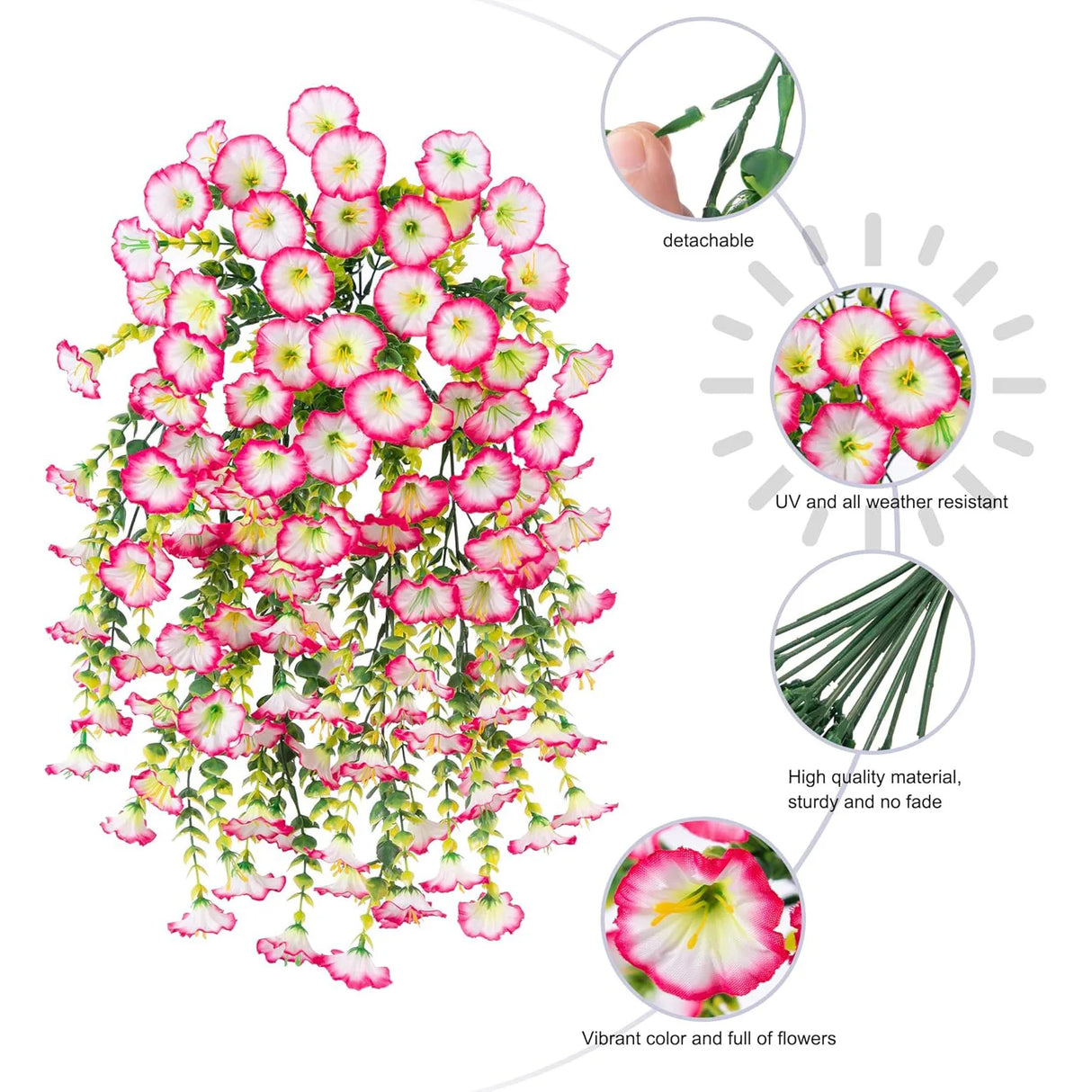 パーティー・ガーデン装飾 造花 人工ペチュニア壁掛け 本物そっくり 75cm