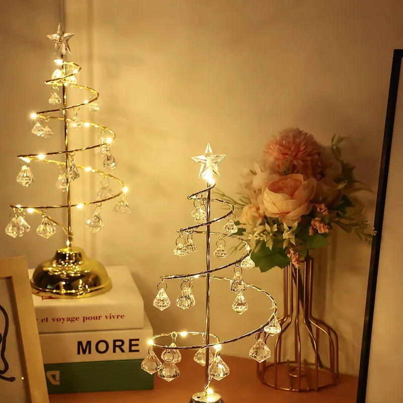 モチーフライト|イベント・パーティー装飾|LED クリスタルツリーテーブルランプ(高さ33c) 電池式