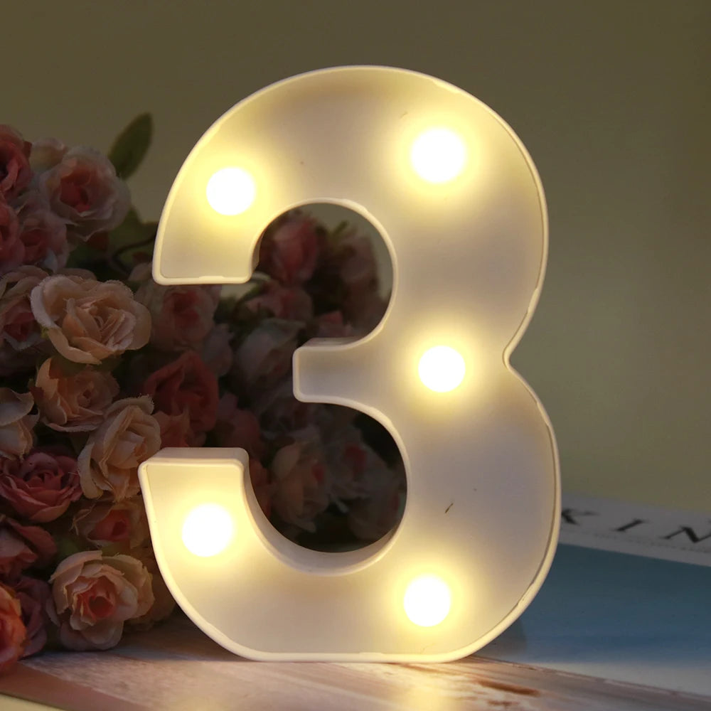 【LED装飾】LEDライト・デコレーションライト(ハート/数字/アルファベット)ホワイト 16cm