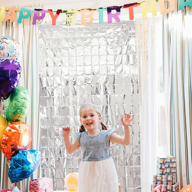 パーティー・インテリア装飾 キラキラ!ミラーボール風カーテン 単品 光反射