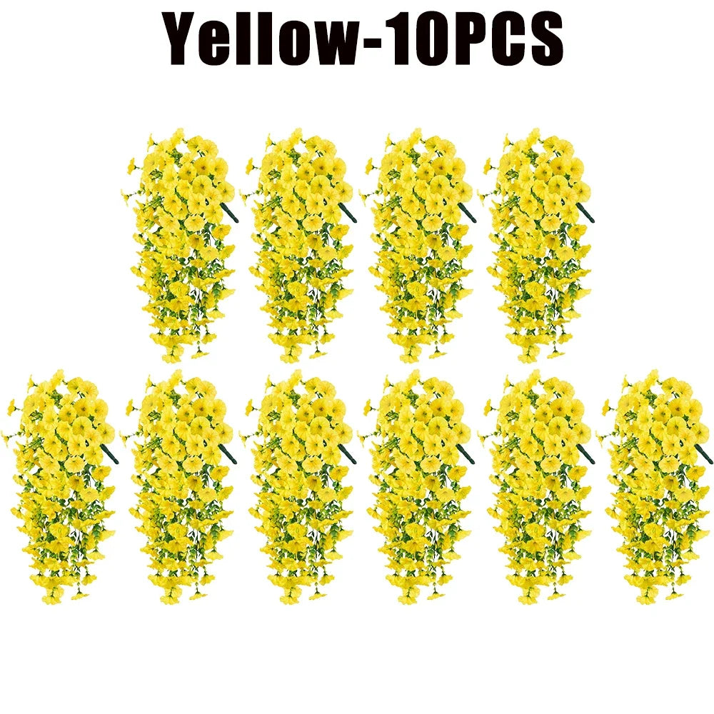 パーティー・ガーデン装飾 造花 リアルなペチュニア再現 2種類シルク製造花ブーケ 紫外線対策