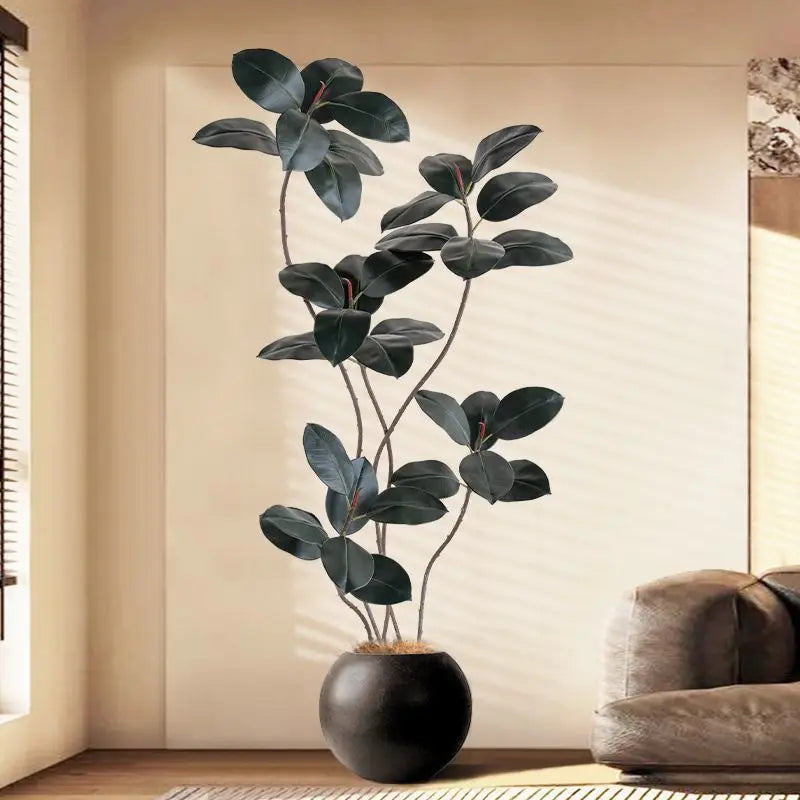 70インチの大型人工植物・フェイクフィカスツリーの枝・プラスチックゴムの葉・背の高い緑の風景