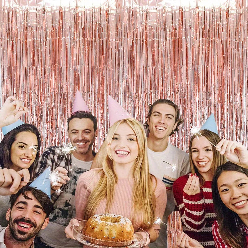 パーティー・インテリア用装飾 キラキラ!ホイル素材カーテン 光反射素材