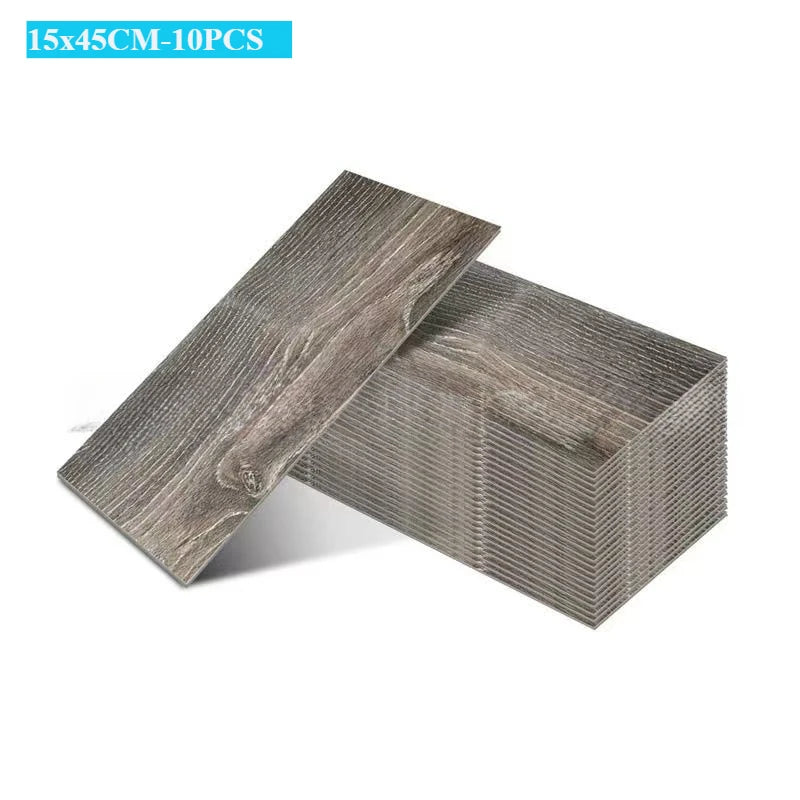 DIYフロアシート 天然木目風 床ステッカー 幅15cm x 45cm 10枚入