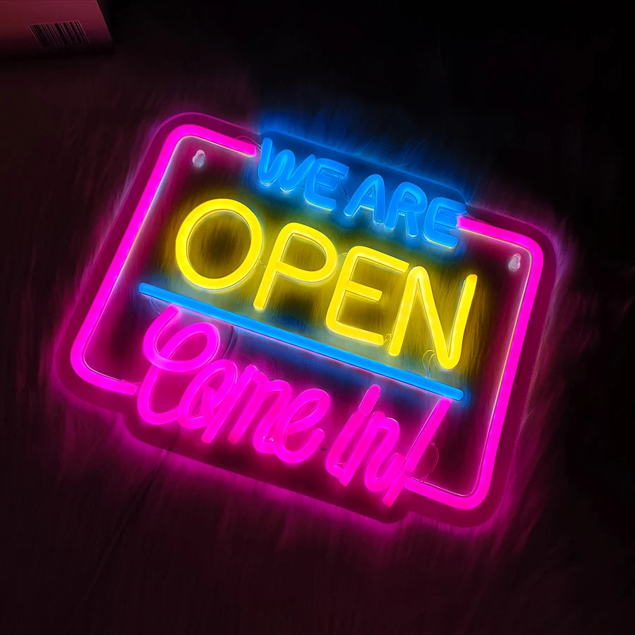 WE ARE OPEN Come In! LEDネオンサイン(ネオン看板)