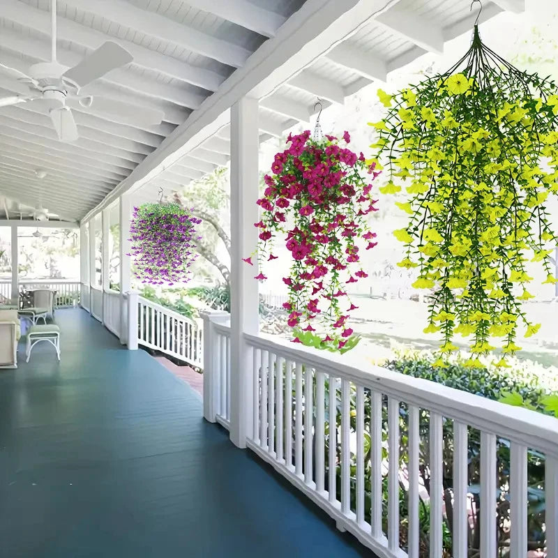 人工グリーン植物・吊り下げ式・人工ユーカリ・アサガオ