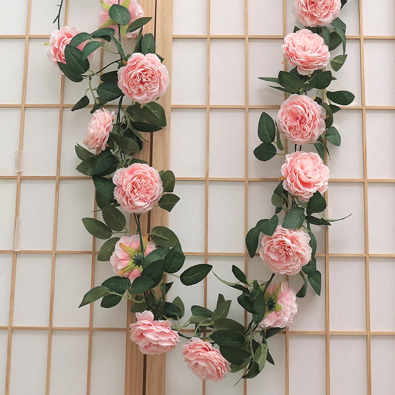 パーティー・インテリア装飾|シルク造花ローズガーランド(1.8M)