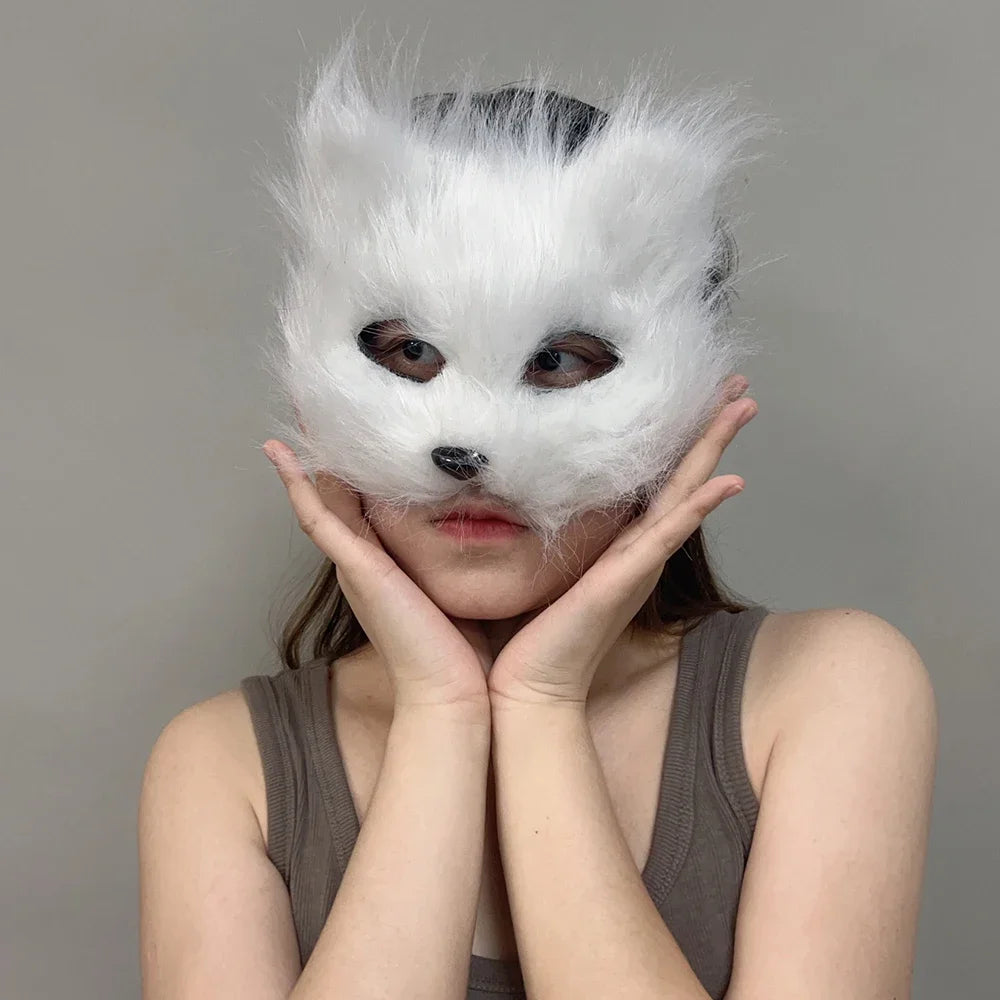 イベント・ハロウィングッズ|ファー素材キツネ型ハーフマスク