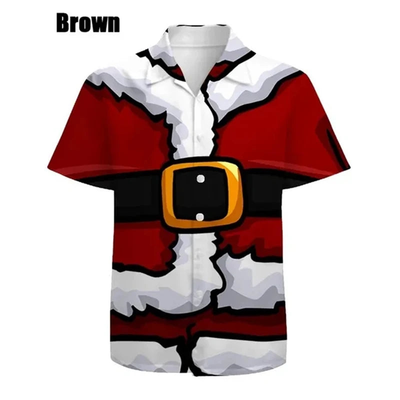 イベント・クリスマスグッズ| メンズ用 ユニーククリスマス柄プリントシャツ(XS~6XL)