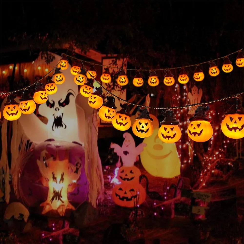 イベント・パーティー装飾|ソーラー充電式 パンプキンライト 屋外用(3.5M~7M)