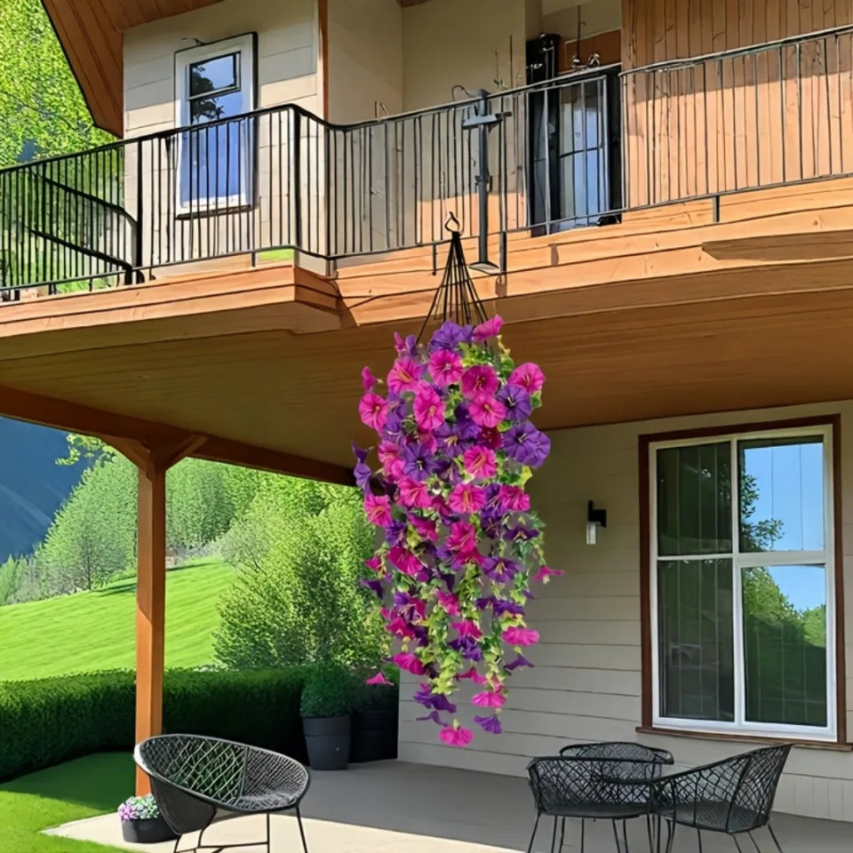 パーティー・ガーデン装飾 造花 UV耐性人工ペチュニアとユーカリの枝 UVカット・防水性