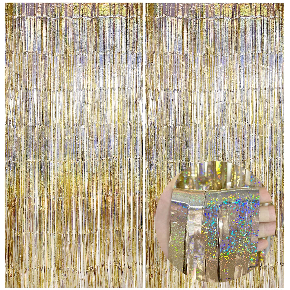 パーティー・インテリア装飾 キラキラ!カーテン 波型/ストレート型 2種類
