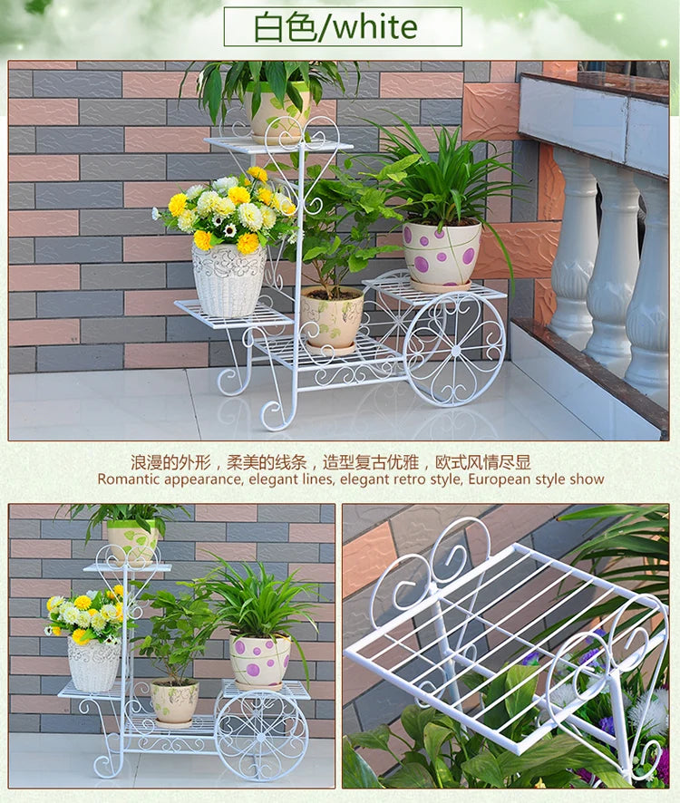 ガーデン・インテリア装飾|アイアン製かわいい花車型フラワースタンド