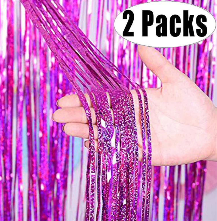 パーティー・インテリア用装飾 キラキラ!カラーカーテン 2Pセット メタリック