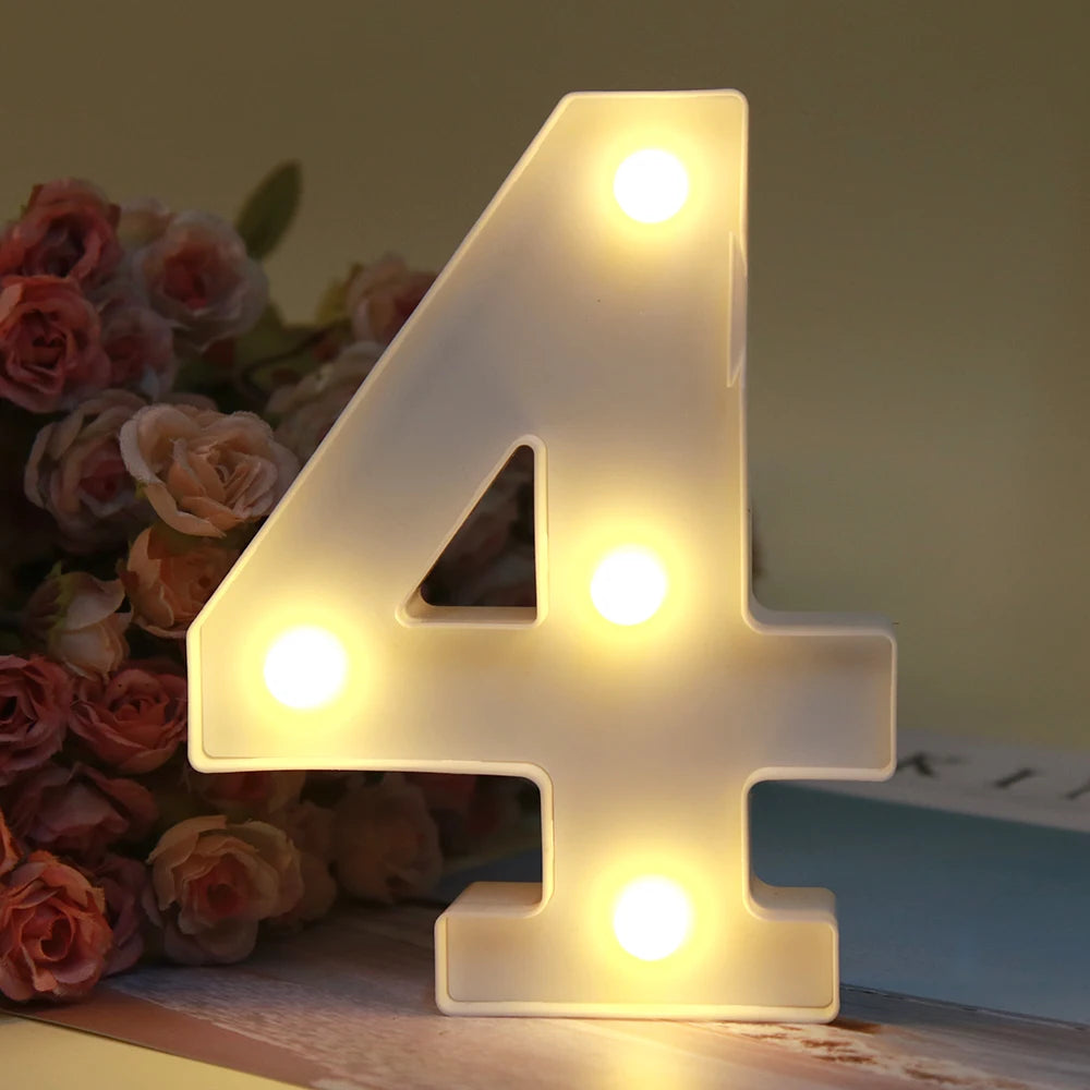 【LED装飾】LEDライト・デコレーションライト(ハート/数字/アルファベット)ホワイト 16cm