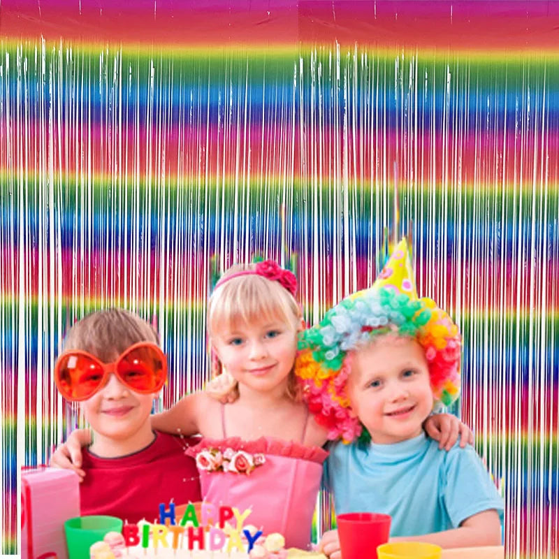 パーティー・インテリア用装飾 オーロラ・レインボーカラーカーテン 長さ1M/2M/3M