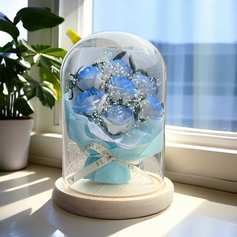 星空ガラスカバーの永遠のバラ