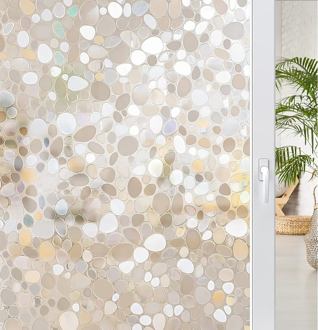 【UVカット・静電気吸着】すりガラス窓風フィルム(小石柄パターン)