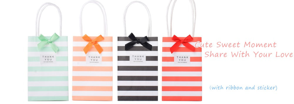 |ノベルティ用品 | ストライプ柄ミニギフトバッグ 10個セット | 7.5×12×5㎝