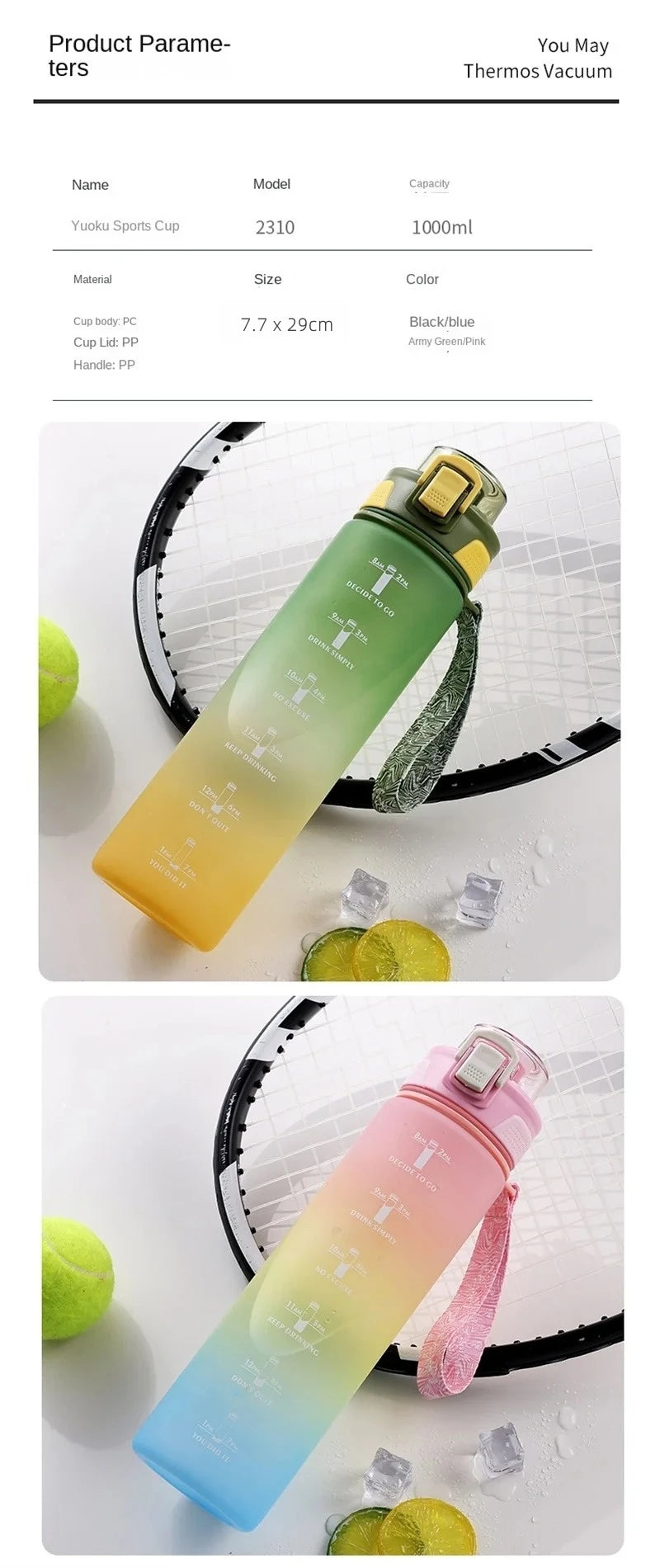 |イベント・ノベルティ用品 | タイムマーカー付きグラデーションウォーターボトル | 1000ml