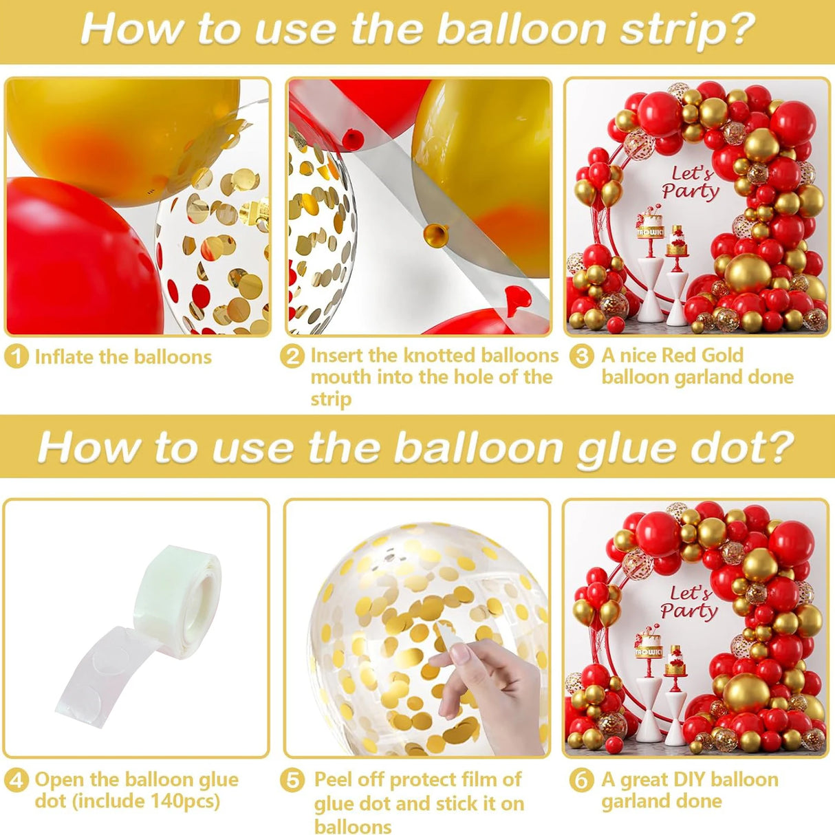 赤と金の華やかバルーンリースセット 122個