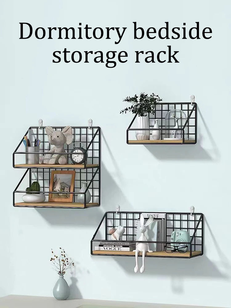 多機能アイアン壁掛け収納棚