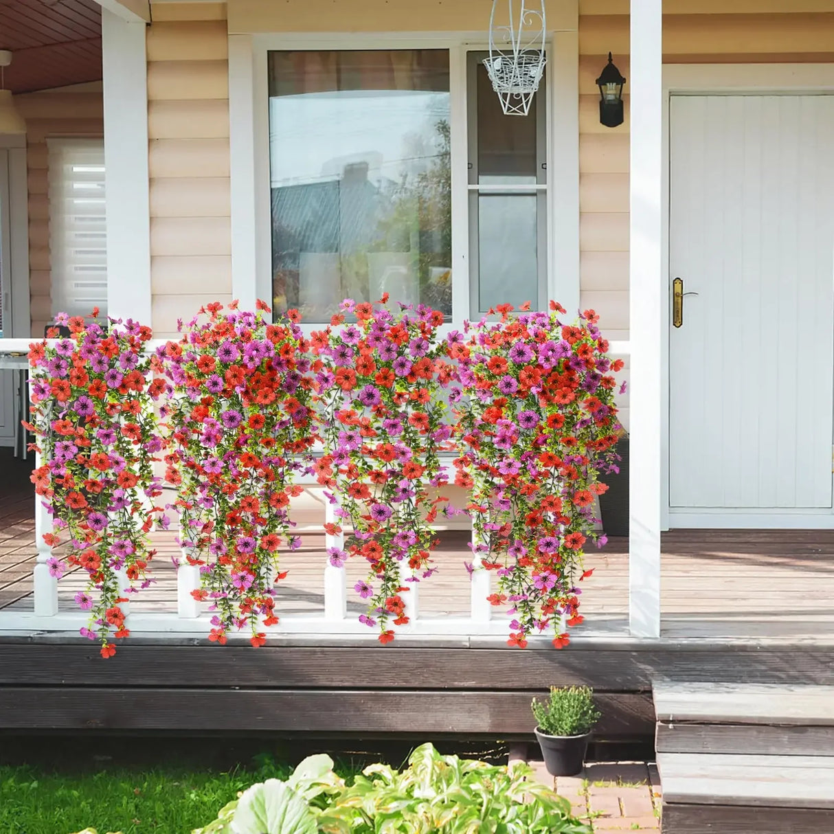 パーティー・インテリア装飾|造花ハンギングフラワー ガーランド2個セット(63cm)