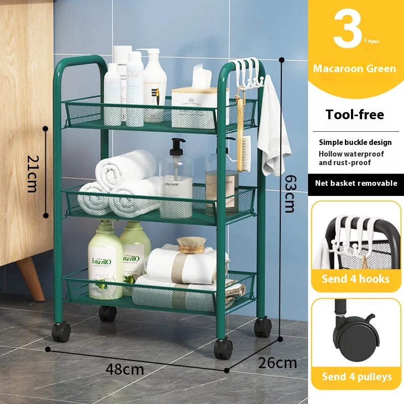 ネット什器多機能キャスター付きトロリーラック