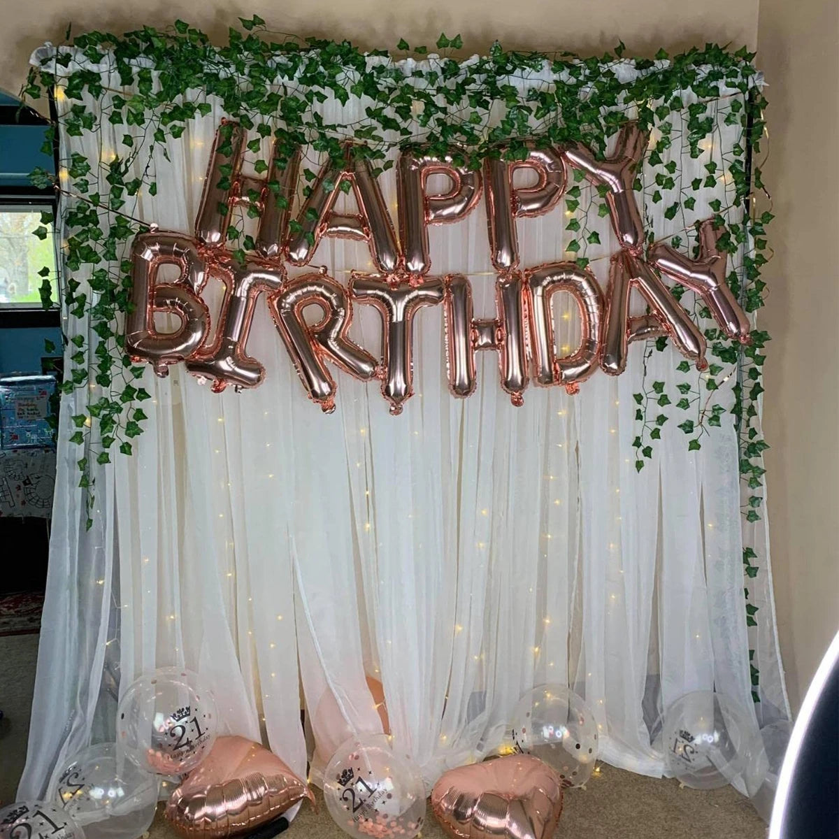 パーティー・インテリア装飾 カーテン+ライトセット 結婚式・イベント用