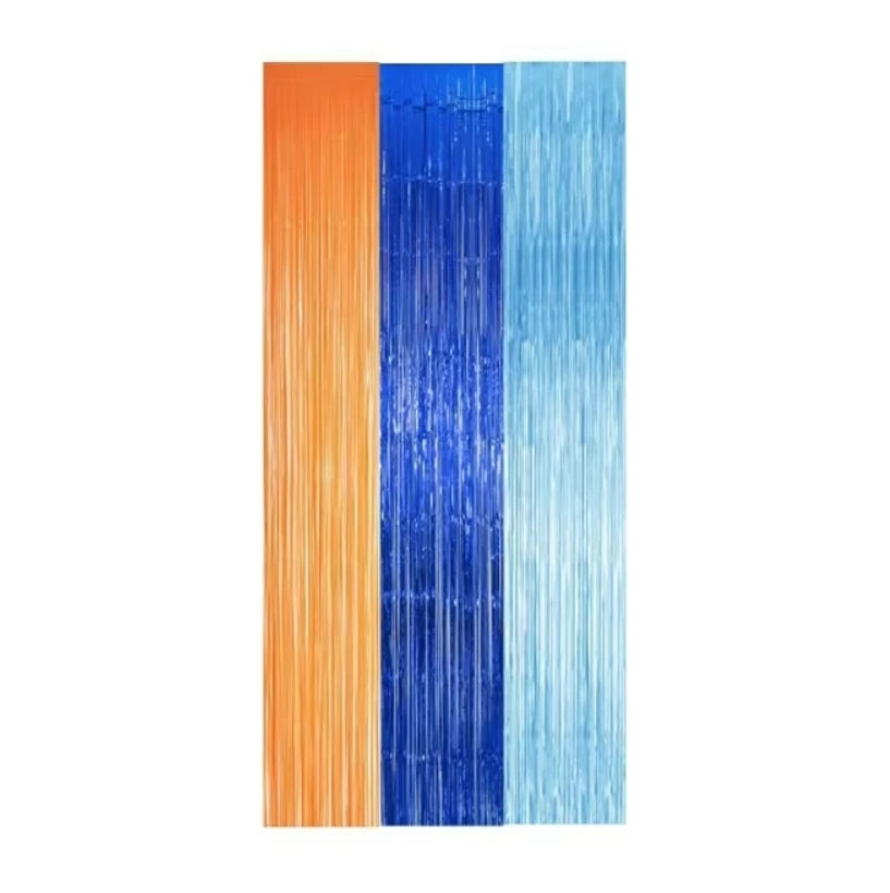 パーティー・インテリア装飾 ブルー&オレンジ系カラフルカーテン 1枚入 マーメイドテーマ