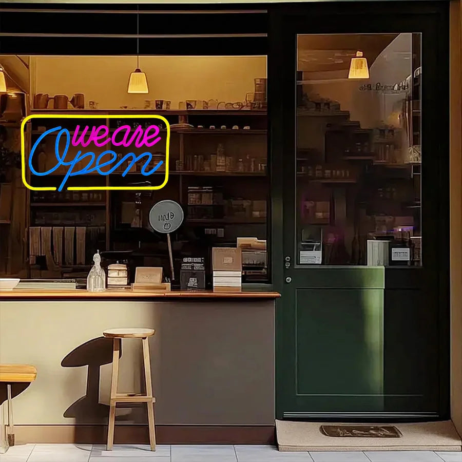 we are Open LEDネオンサイン(ネオン看板) イエロー・ピンク・ブルー