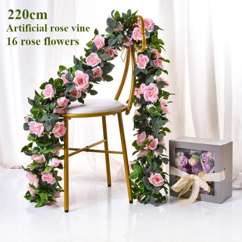 パーティー・ガーデン装飾|造花バラつるガーランド(2.2M)