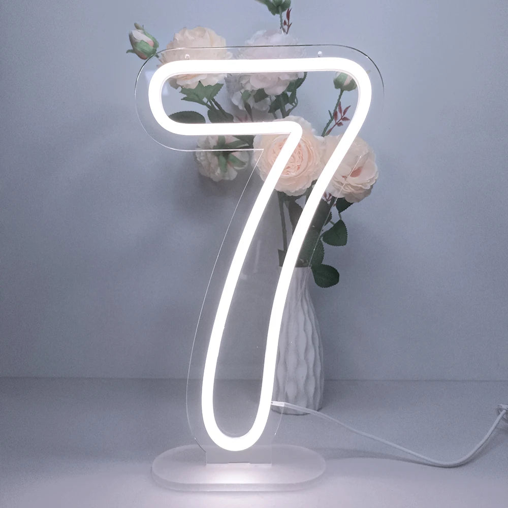 LED数字ネオンサイン(ネオン看板)(0〜9)|USB電源・調光機能付き