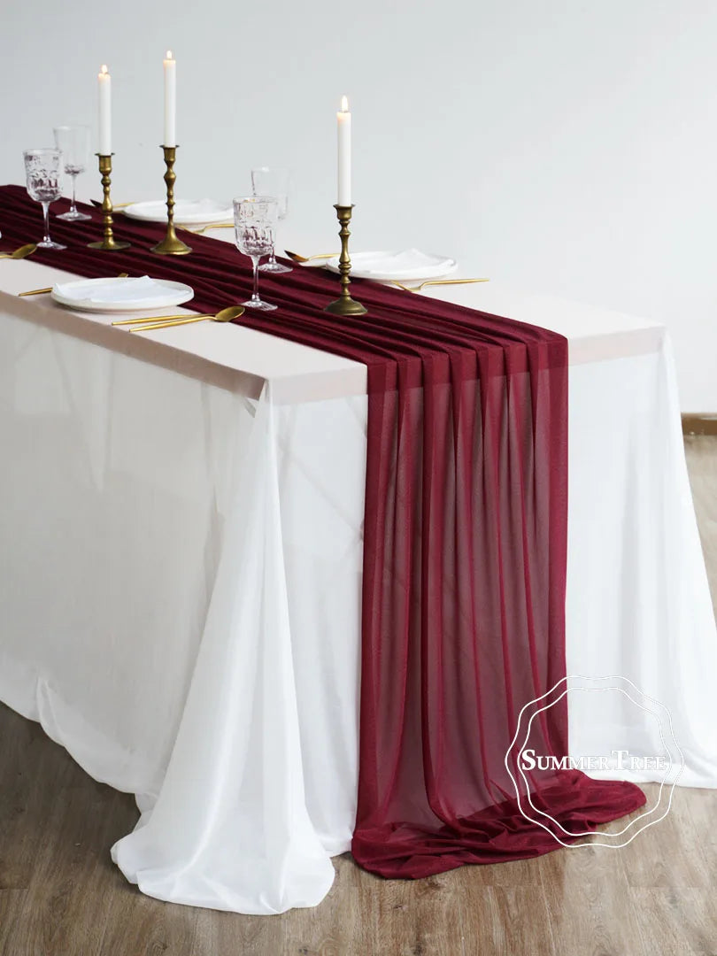 インテリア・パーティ装飾 | シアー生地テーブルランナー| 幅34cm/74cm