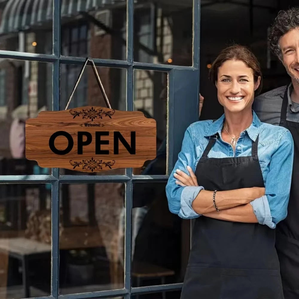 アメリカンヴィンテージスタイル 木製 両面リバーシブル吊り下げ看板(OPEN/CLOSED)