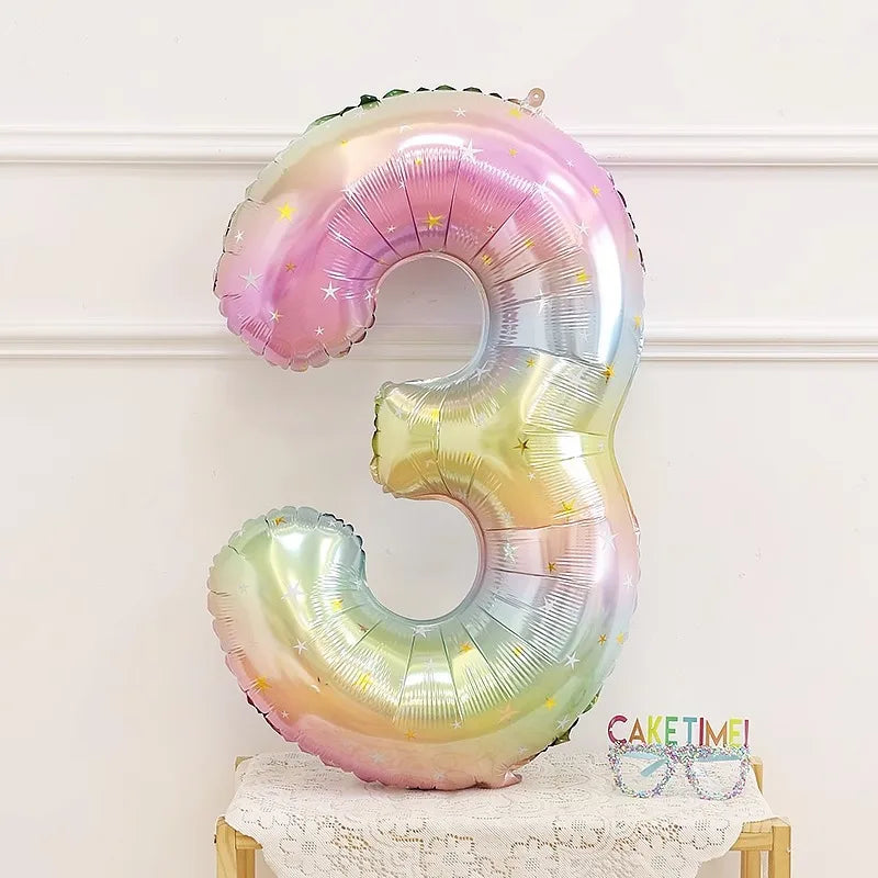 イベント・バルーン装飾|レインボー数字バルーン(1個)